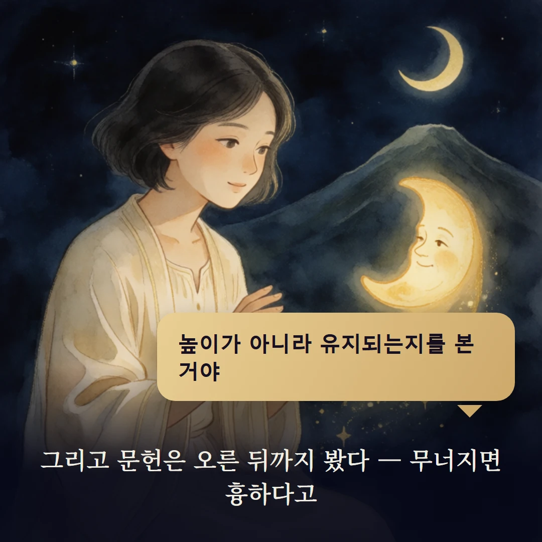 이야기 4컷 — 그리고 문헌은 오른 뒤까지 봤다 — 무너지면 흉하다고