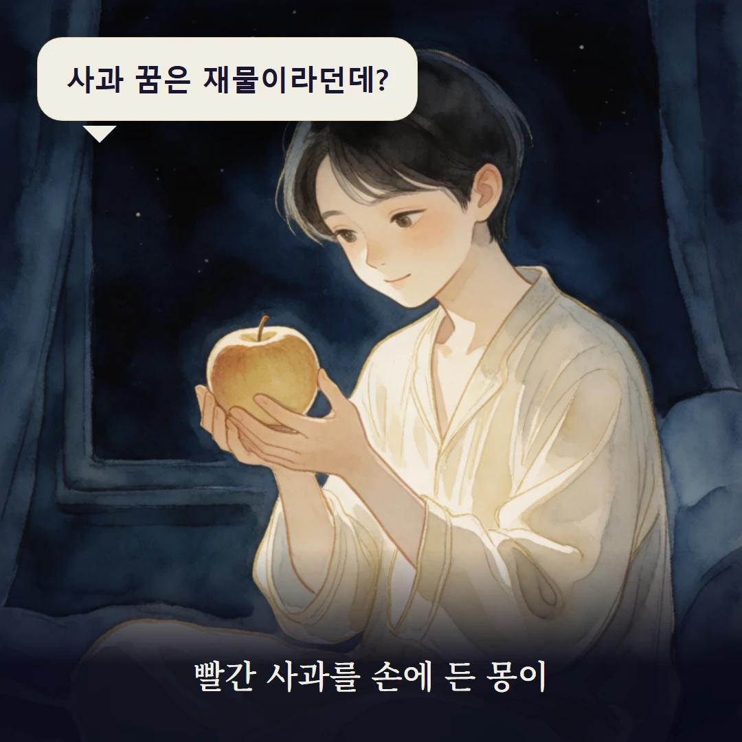 이야기 1컷 — 빨간 사과를 손에 든 몽이