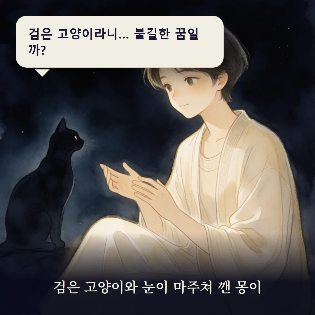 이야기 1컷 — 검은 고양이와 눈이 마주쳐 깬 몽이
