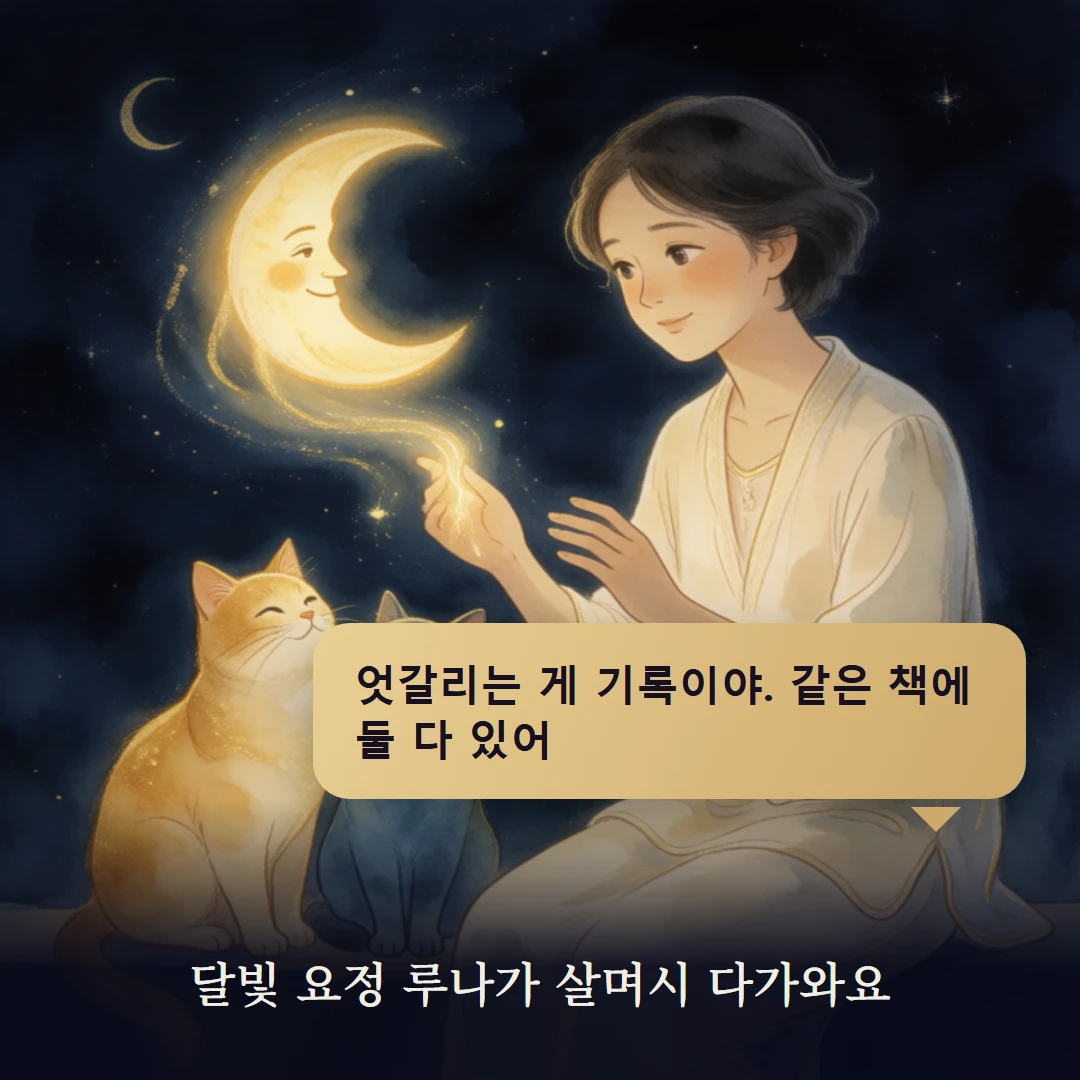 이야기 2컷 — 달빛 요정 루나가 살며시 다가와요