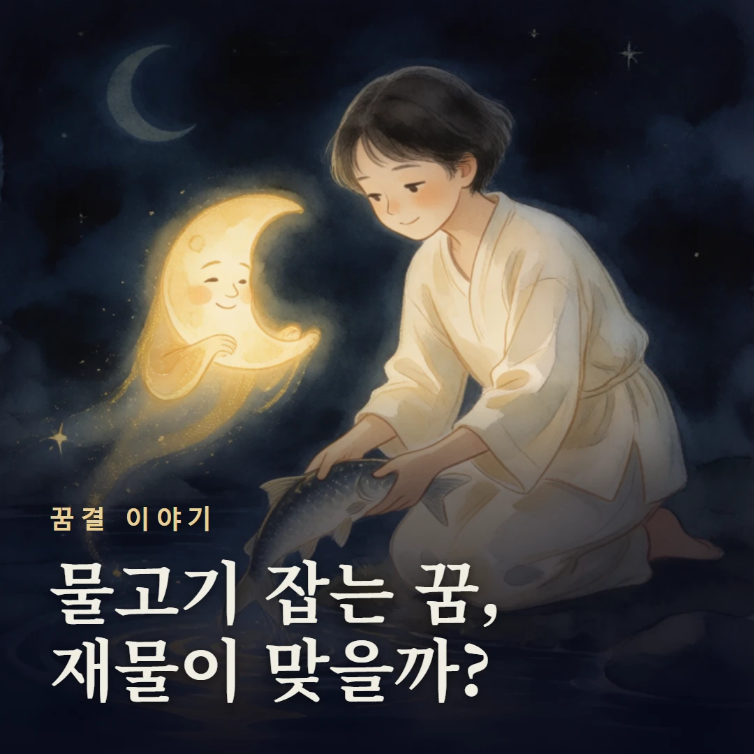 꿈결 이야기 표지 — 물고기 잡는 꿈, 재물이 맞을까?