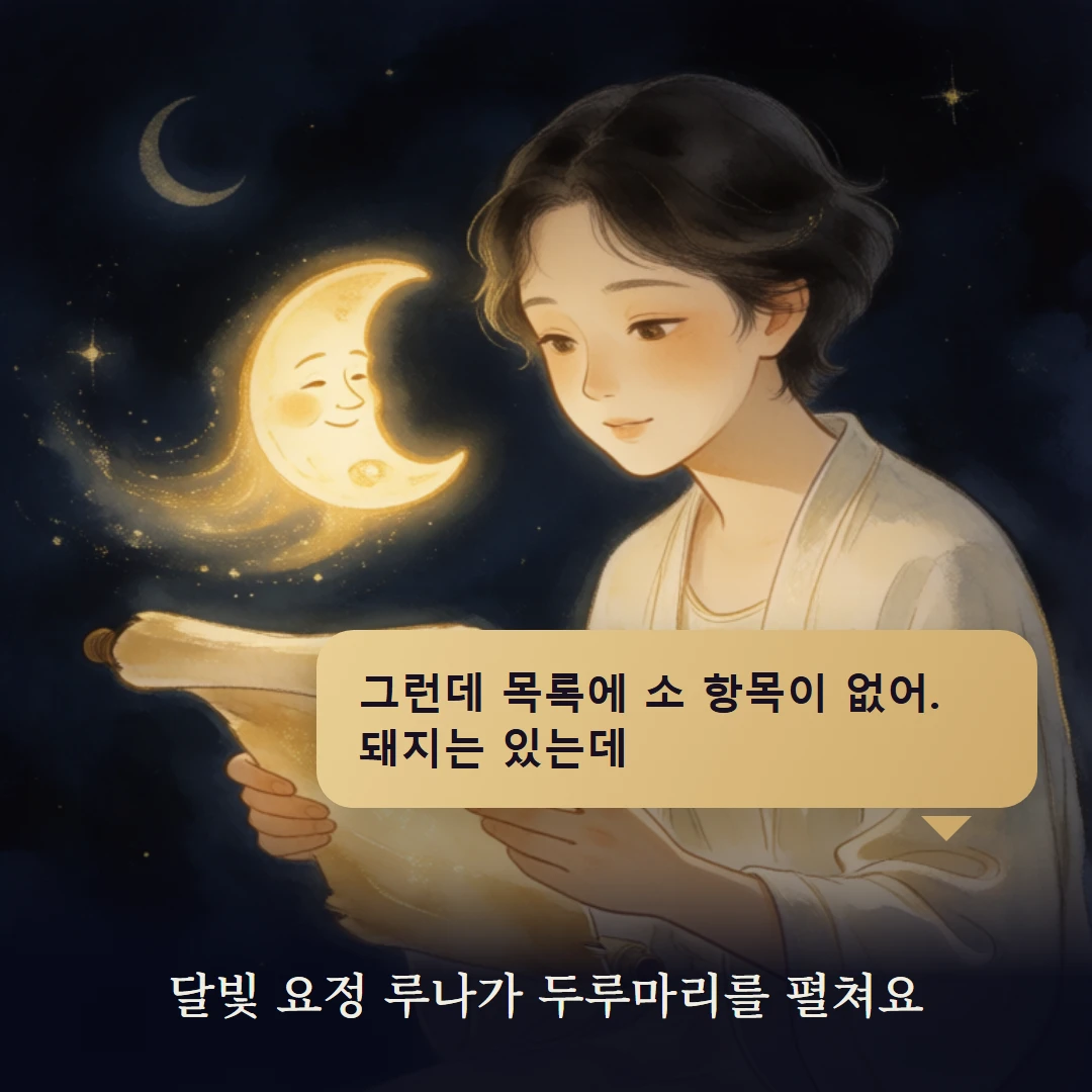 이야기 2컷 — 달빛 요정 루나가 두루마리를 펼쳐요