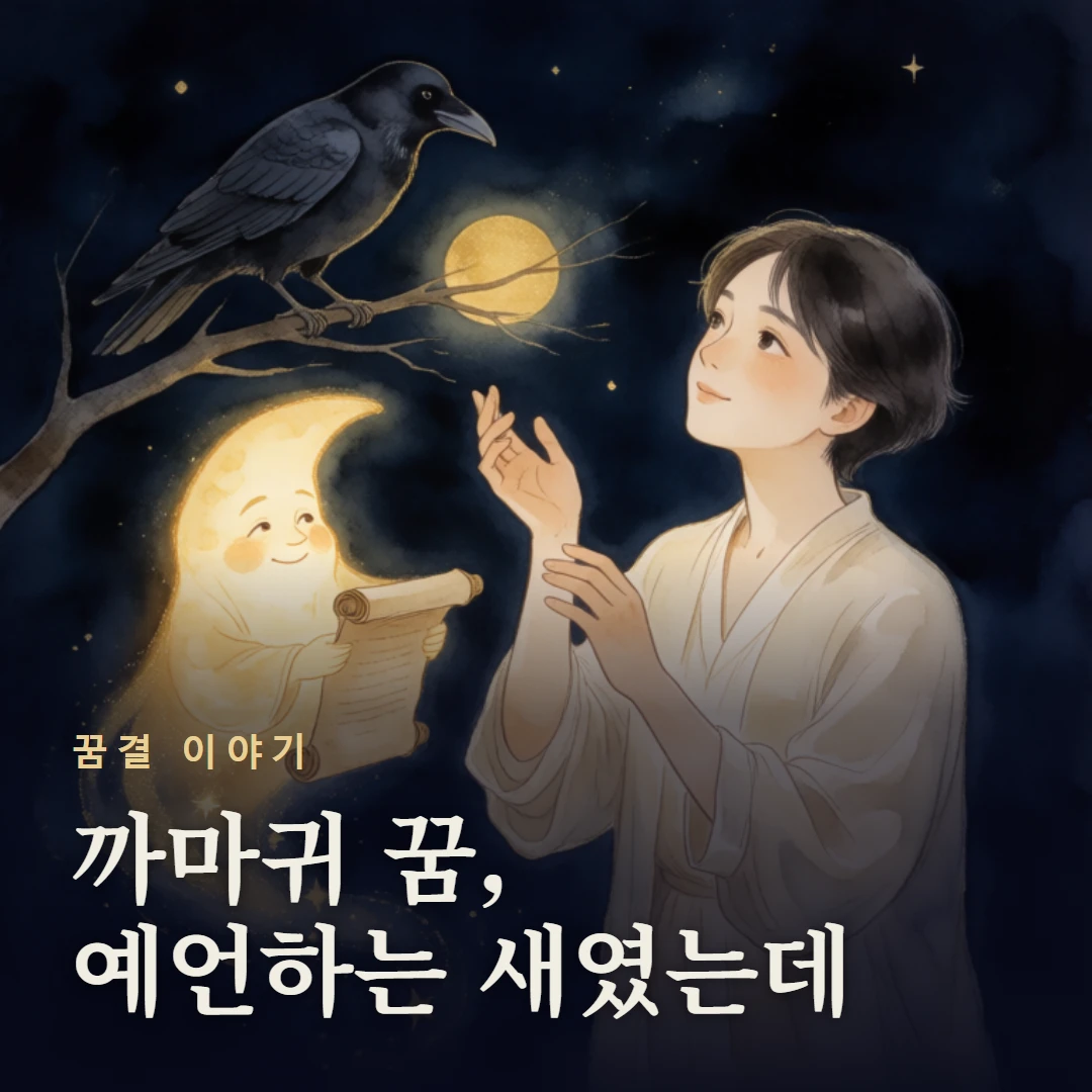 꿈결 이야기 표지 — 까마귀 꿈, 예언하는 새였는데