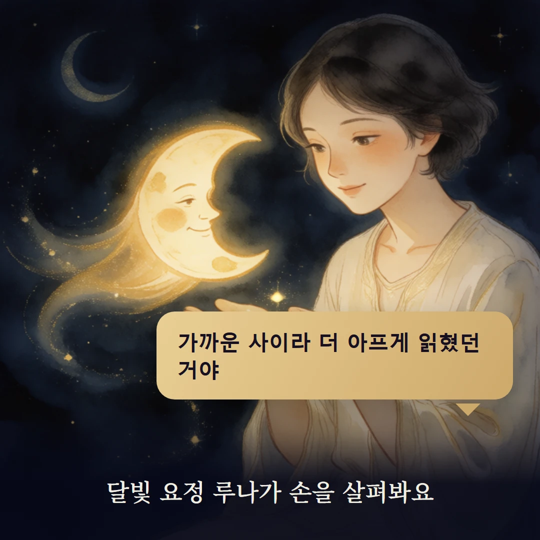 이야기 2컷 — 달빛 요정 루나가 손을 살펴봐요