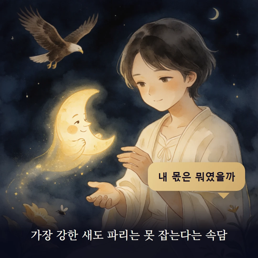 이야기 4컷 — 가장 강한 새도 파리는 못 잡는다는 속담