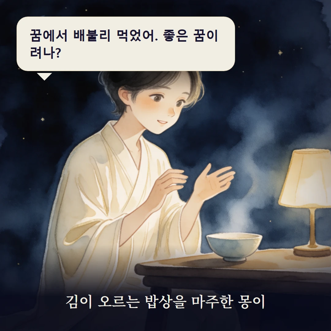 이야기 1컷 — 김이 오르는 밥상을 마주한 몽이