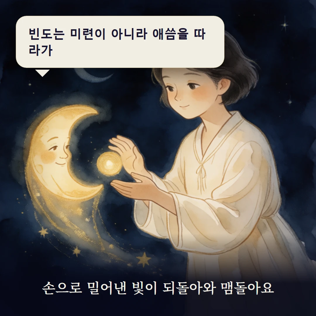 이야기 3컷 — 손으로 밀어낸 빛이 되돌아와 맴돌아요