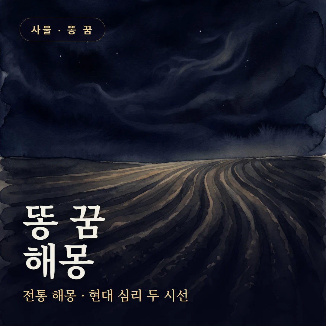 똥 꿈 요약 표지 — 전통 해몽 · 현대 심리 두 시선