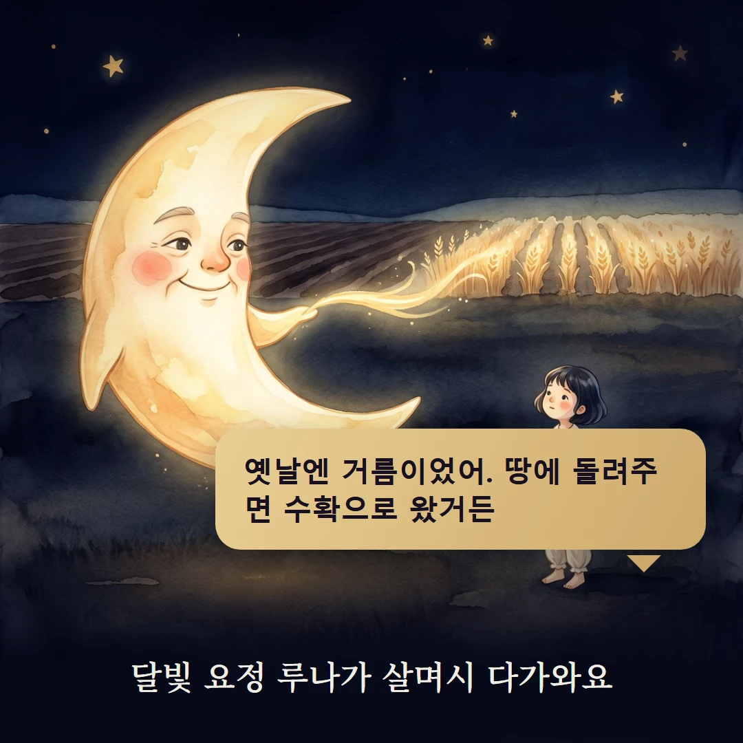 이야기 2컷 — 달빛 요정 루나가 살며시 다가와요