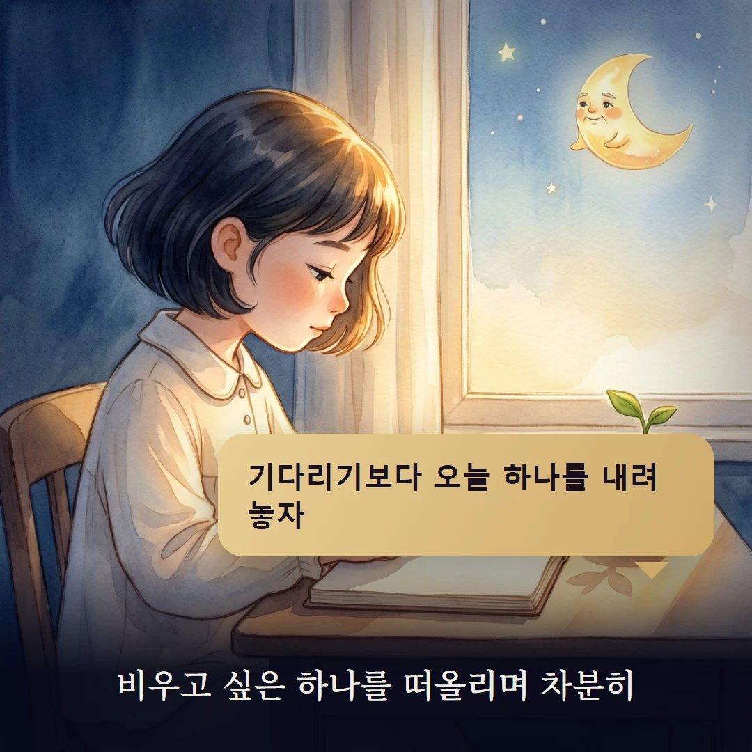 이야기 4컷 — 비우고 싶은 하나를 떠올리며 차분히