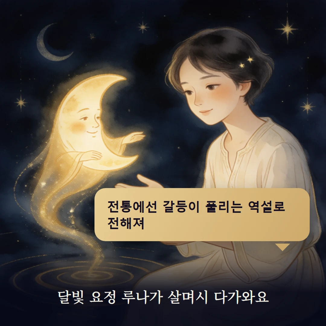 이야기 2컷 — 달빛 요정 루나가 살며시 다가와요