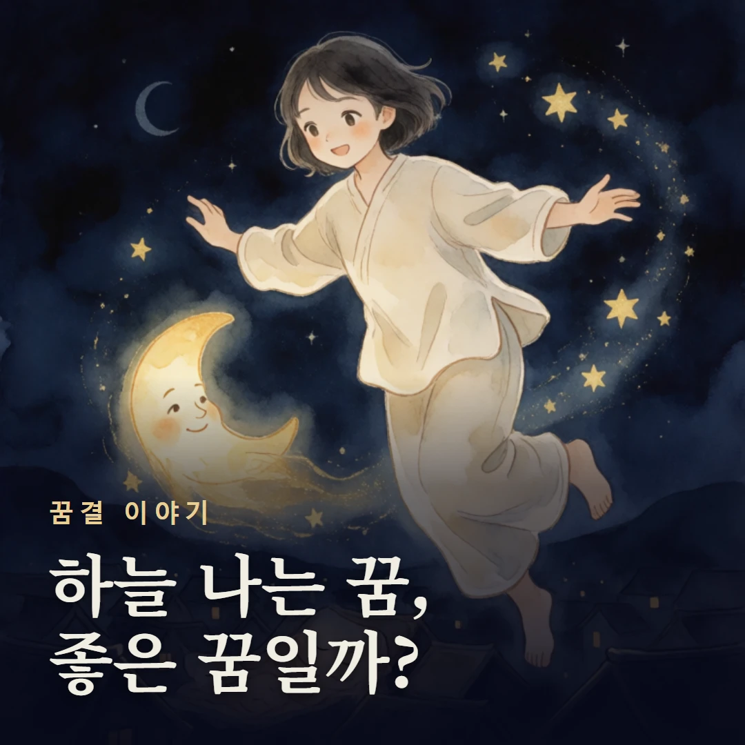 꿈결 이야기 표지 — 하늘 나는 꿈, 좋은 꿈일까?