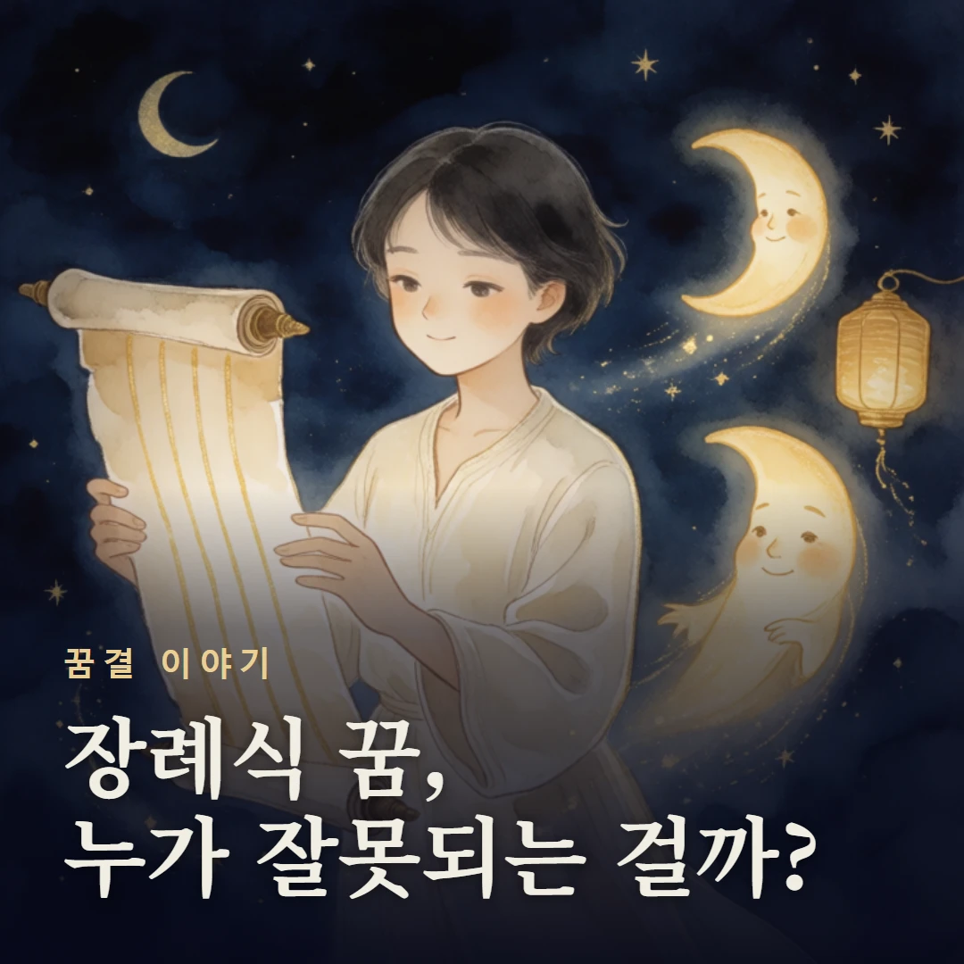 꿈결 이야기 표지 — 장례식 꿈, 누가 잘못되는 걸까?