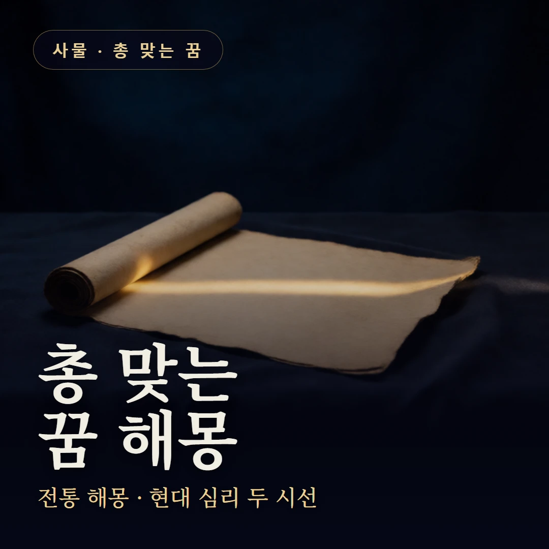 총 맞는 꿈 요약 표지 — 전통 해몽 · 현대 심리 두 시선