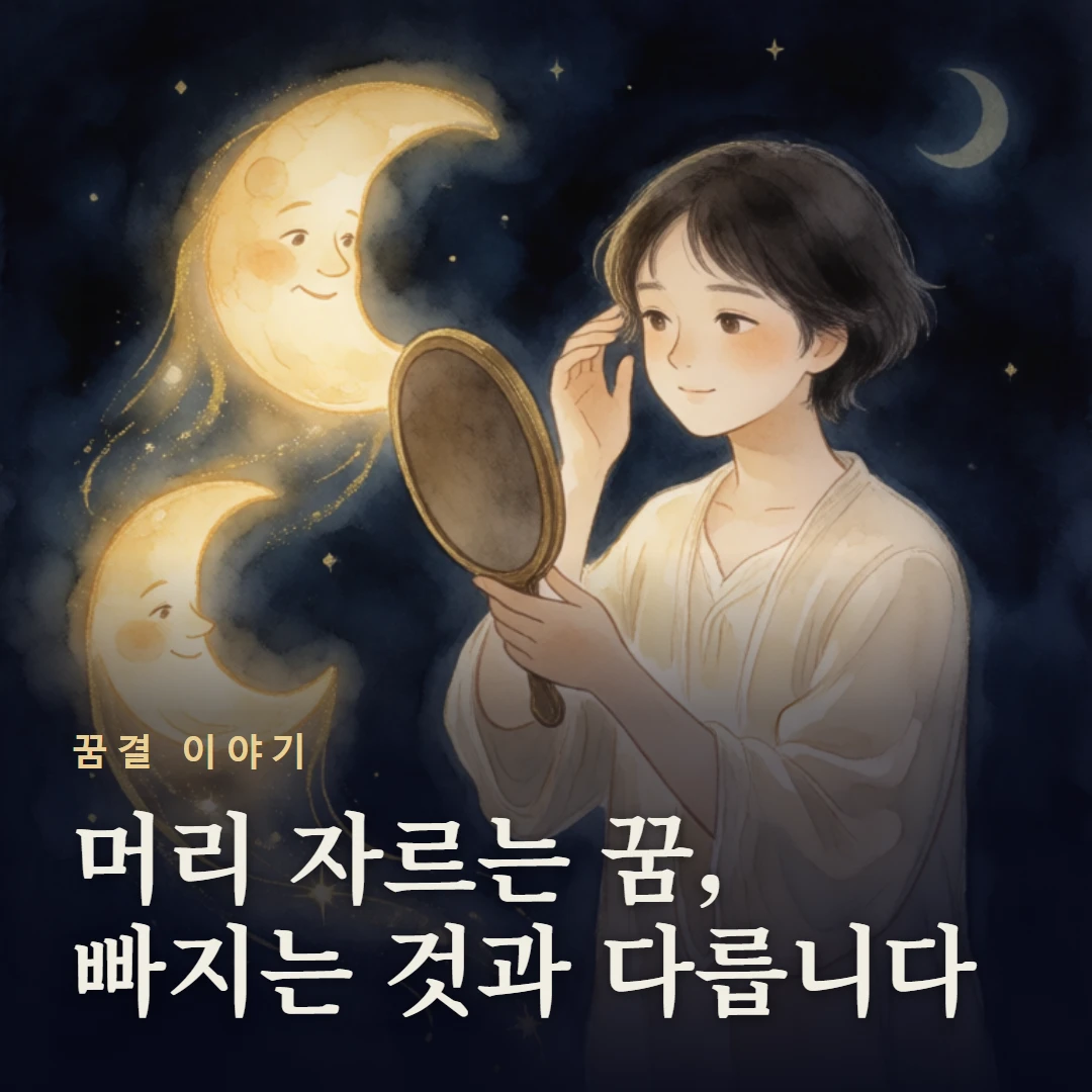 꿈결 이야기 표지 — 머리 자르는 꿈, 빠지는 것과 다릅니다