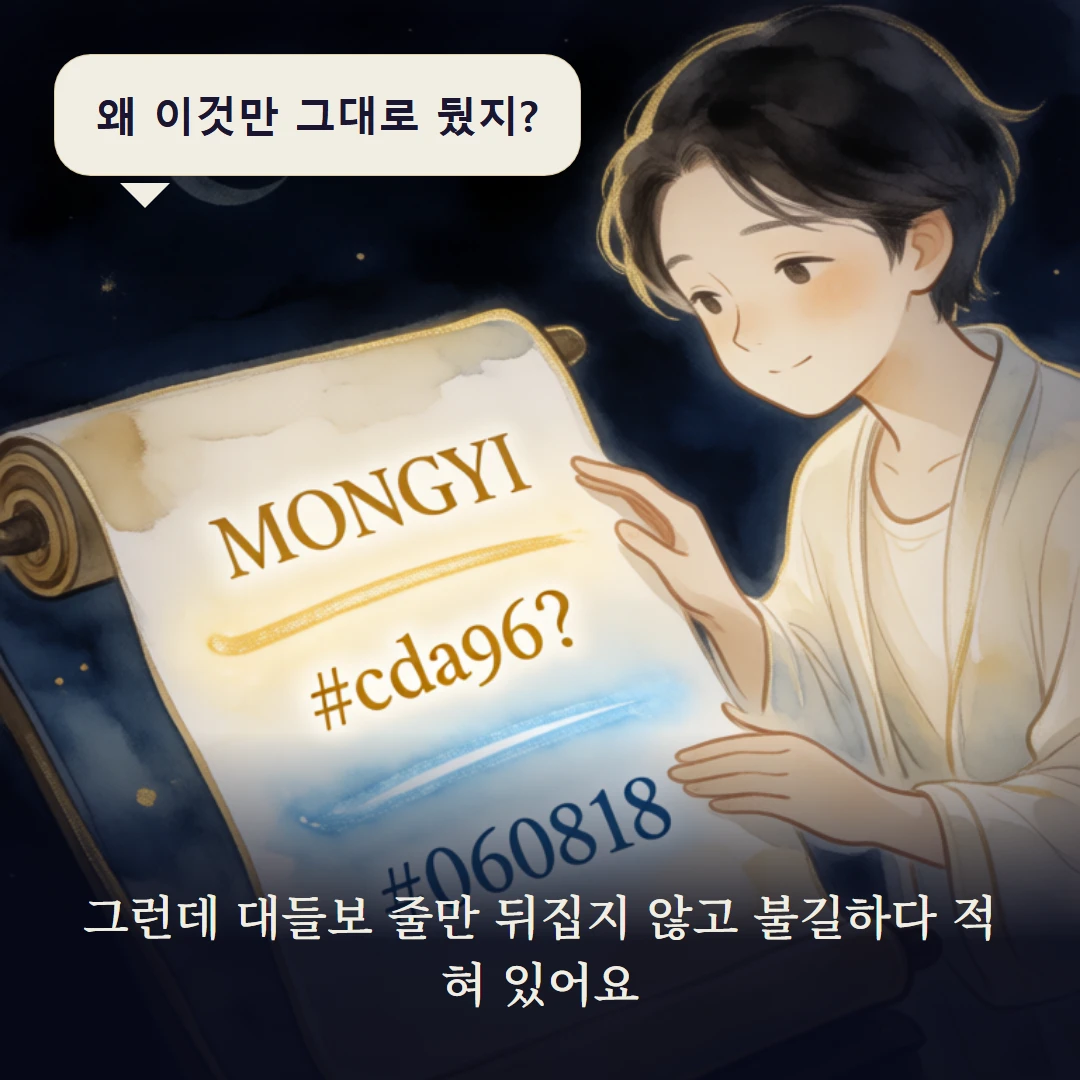 이야기 3컷 — 그런데 대들보 줄만 뒤집지 않고 불길하다 적혀 있어요