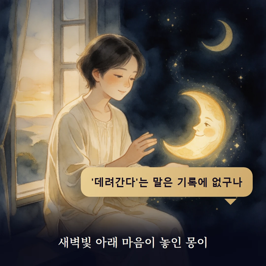 이야기 4컷 — 새벽빛 아래 마음이 놓인 몽이