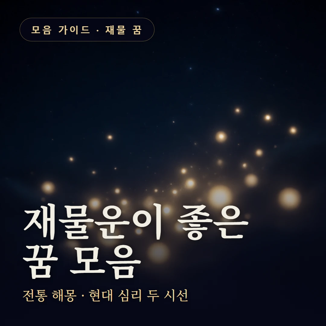 재물운이 좋은 꿈 요약 표지 — 전통 해몽 · 현대 심리 두 시선