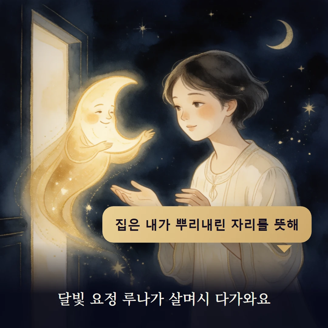 이야기 2컷 — 달빛 요정 루나가 살며시 다가와요