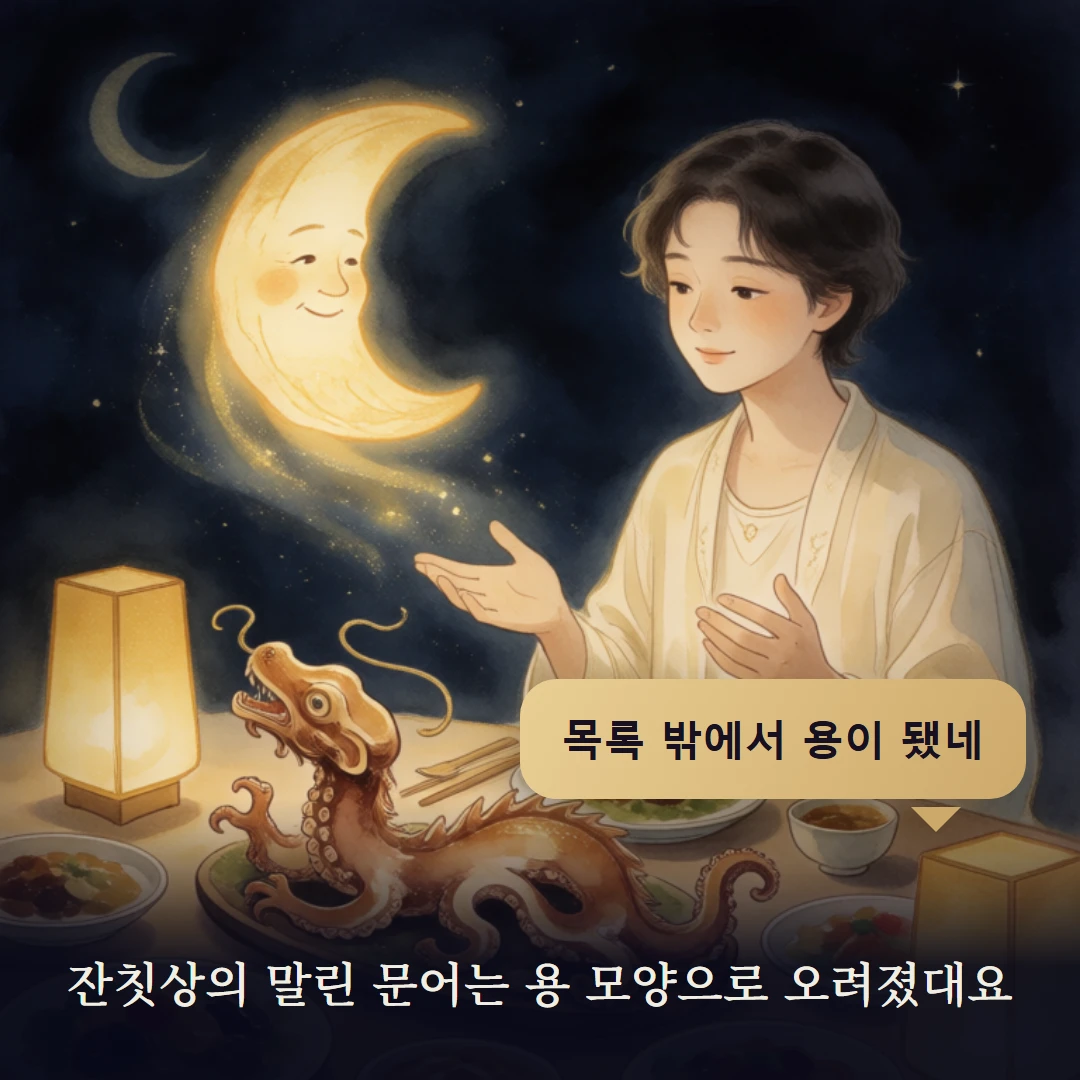 이야기 4컷 — 잔칫상의 말린 문어는 용 모양으로 오려졌대요