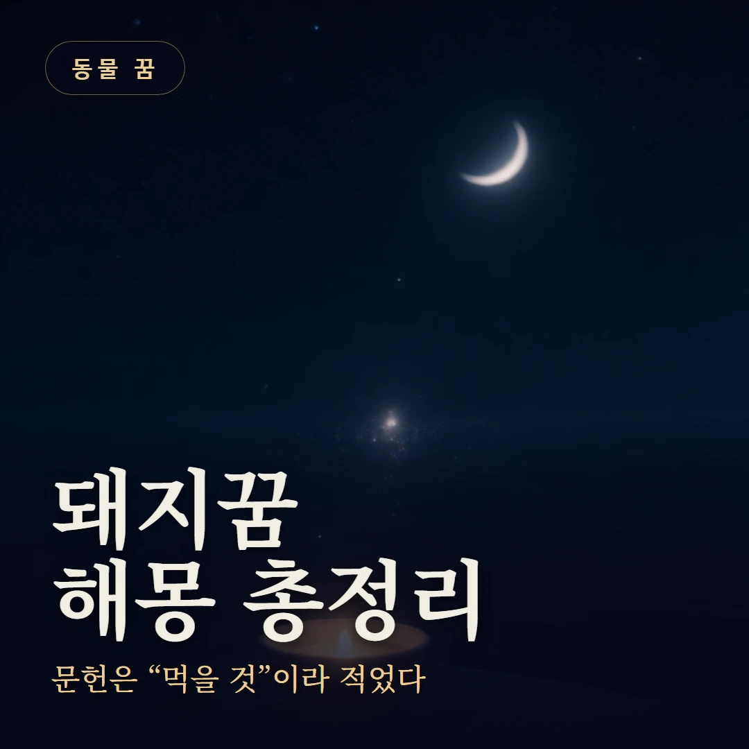 돼지꿈 요약 표지 — 문헌은 “먹을 것”이라 적었다