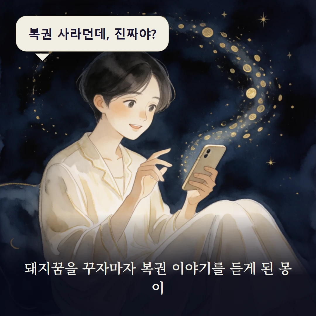 이야기 1컷 — 돼지꿈을 꾸자마자 복권 이야기를 듣게 된 몽이