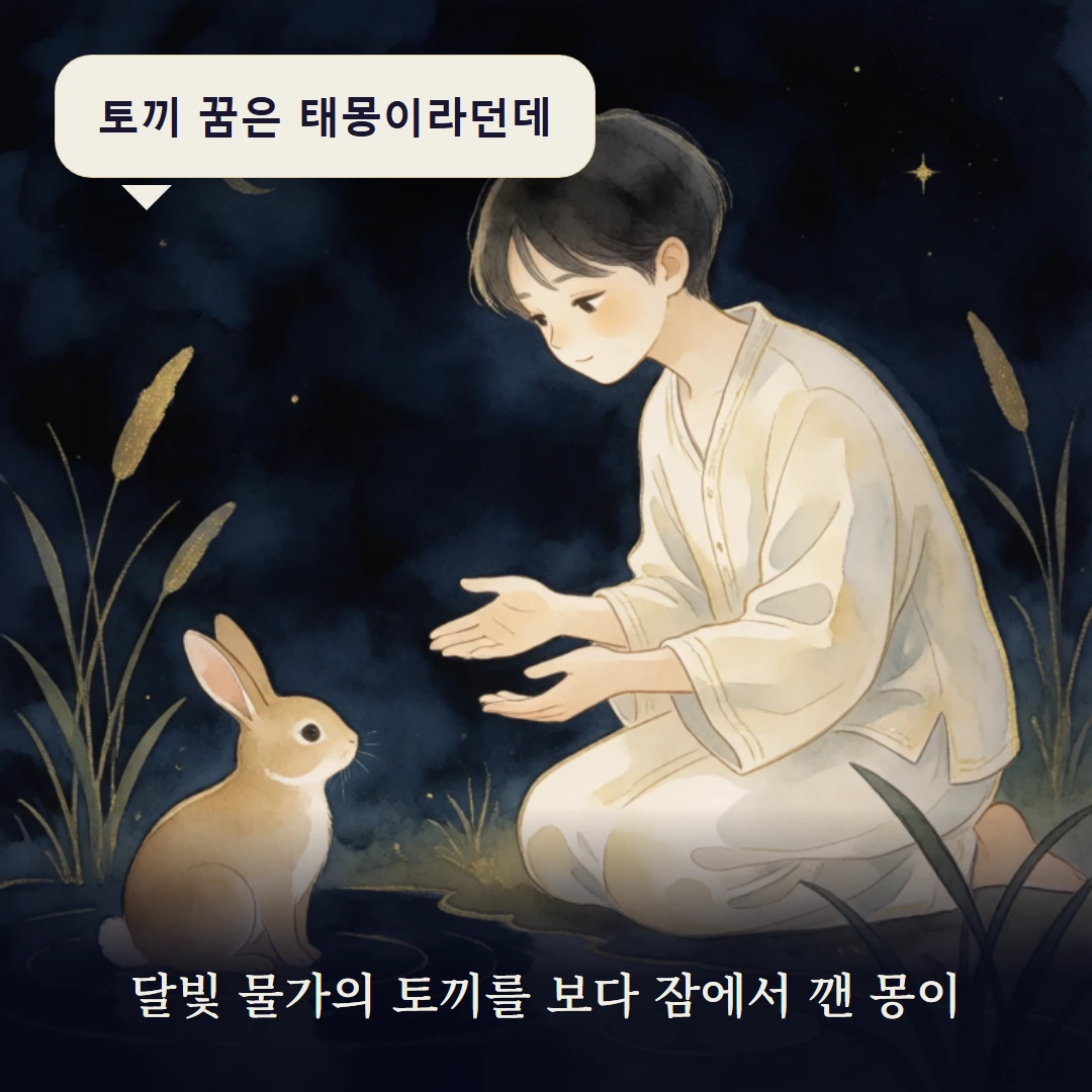 이야기 1컷 — 달빛 물가의 토끼를 보다 잠에서 깬 몽이
