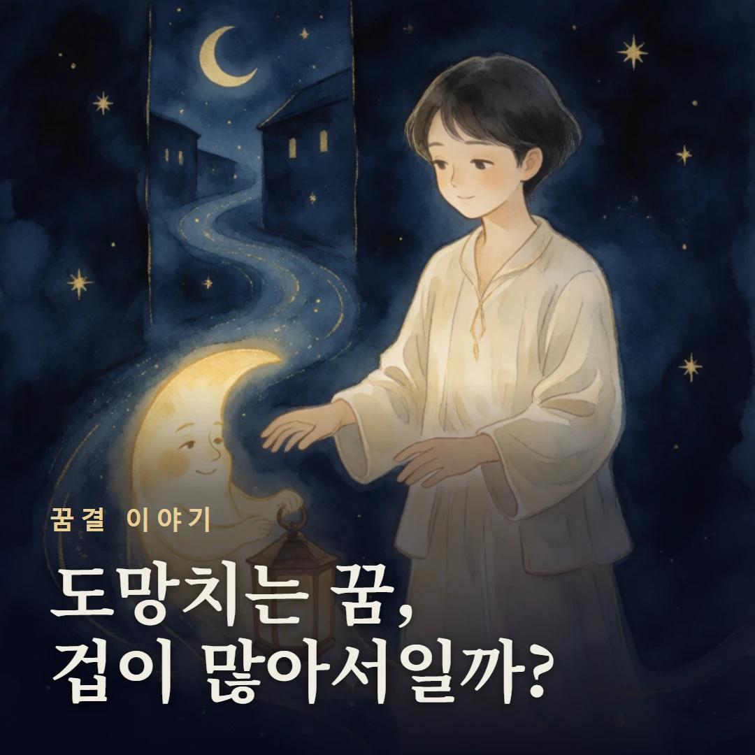 꿈결 이야기 표지 — 도망치는 꿈, 겁이 많아서일까?