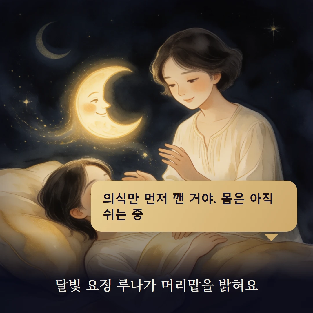 이야기 2컷 — 달빛 요정 루나가 머리맡을 밝혀요