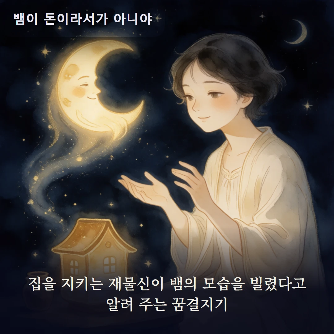 이야기 2컷 — 집을 지키는 재물신이 뱀의 모습을 빌렸다고 알려 주는 꿈결지기