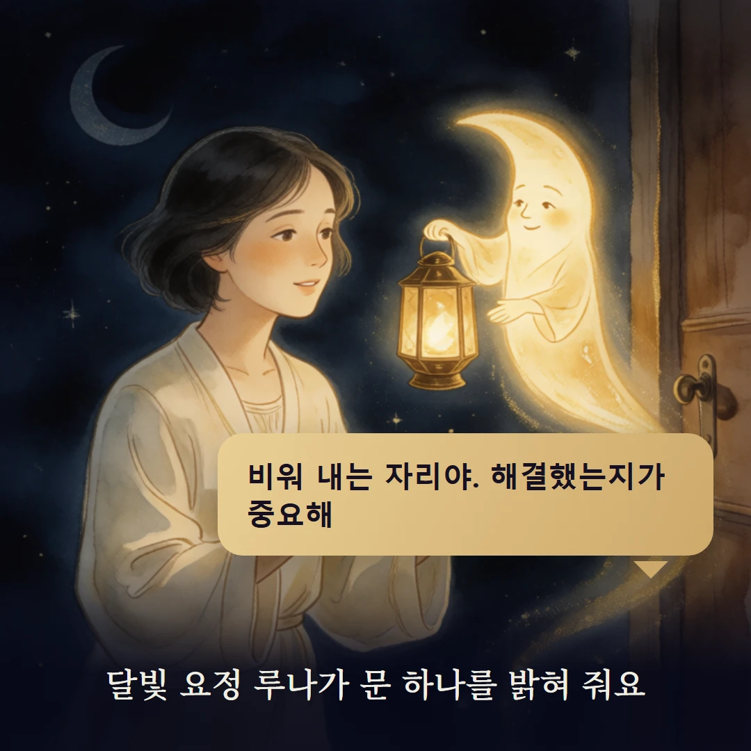 이야기 2컷 — 달빛 요정 루나가 문 하나를 밝혀 줘요