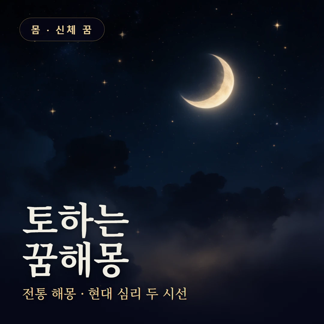토하는 꿈 요약 표지 — 전통 해몽 · 현대 심리 두 시선